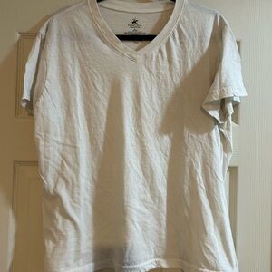 3 Beverly Hills Polo Club Cream V-Neck T-Shirt